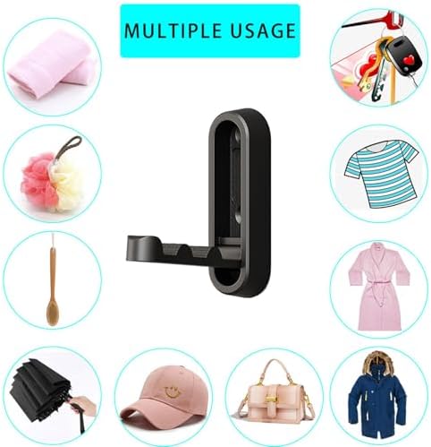 Matte Black Foldable Towel Hooks for Bathroom 2 Pack