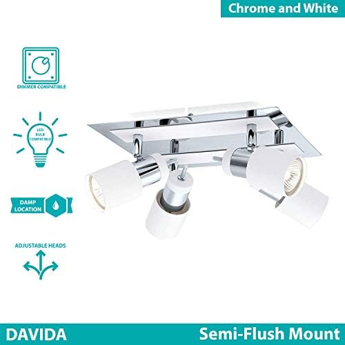 EGLO Davida 1054-in W 4-Light Chrome Semi-Flush Ceiling Light