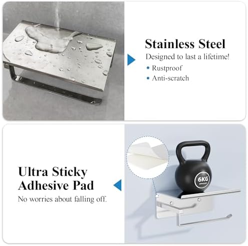 Self-Adhesive Toilet Paper Roll Holder - Wall Mount for Bathroom