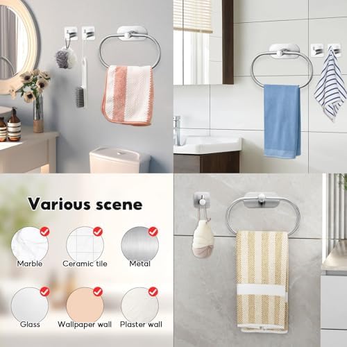 Premium 304 Stainless Steel Towel Ring with Adhesive Easy Installation