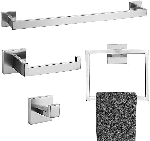 Stainless Steel 4-Piece Bathroom Hardware Set Brushed Nickel