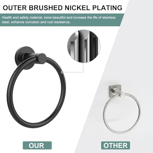 Matte Black Towel Ring Modern Hand Towel Holder SUS304 Stainless Steel