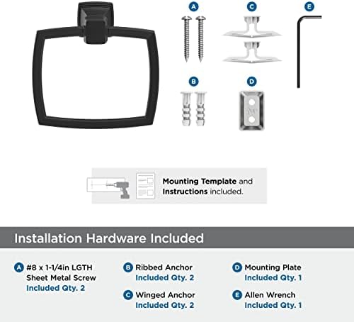 Amerock Mattele Black Bath Towel Holder Timeless Design for Modern Bathrooms