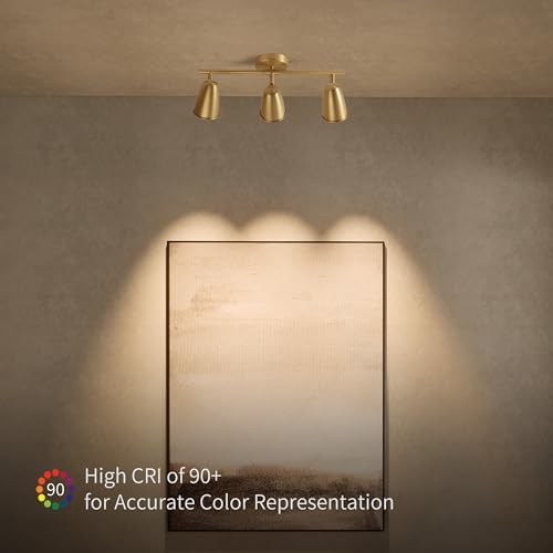 Modern 3000K 3-Light LED Track Lighting with Rotating Heads and Gold Finish