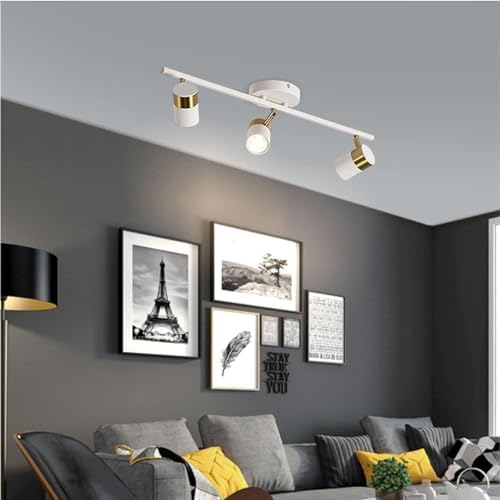 Track Lighting Fixtures Ceiling 3 Lights LED Complete Kit with Rotatable White Lights