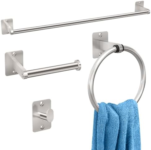 KLJKPA Brushed Nickel Bathroom Hardware Set - 4-Piece Towel Bar Set