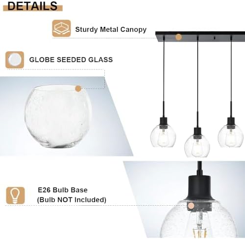 5-Lights Black Ceiling Mount Pendant Light