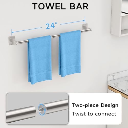 KLJKPA Brushed Nickel Bathroom Hardware Set - 4-Piece Towel Bar Set