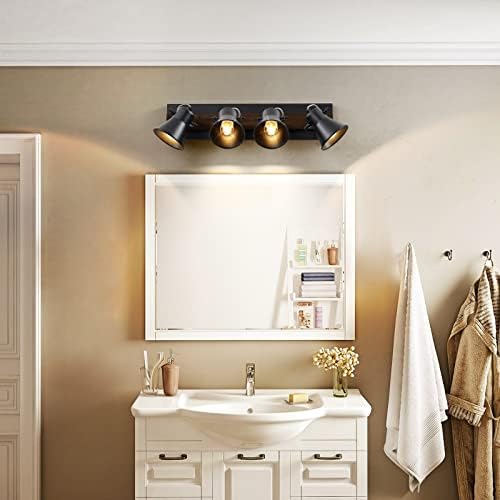 SEEBLEN 4-Light Ceiling Wall Mount Track Light - Industrial Black Farmhouse Spotlight