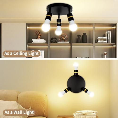 Track Lighting Kit - 360 Degree Rotatable Ceiling Lighting with Black Design E26 compatible