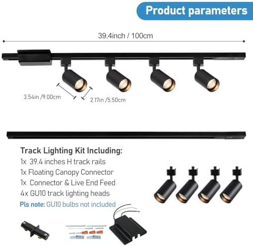 Hiiglxii 4-Light LED Track Lighting Kit for Ceiling Spot Lights