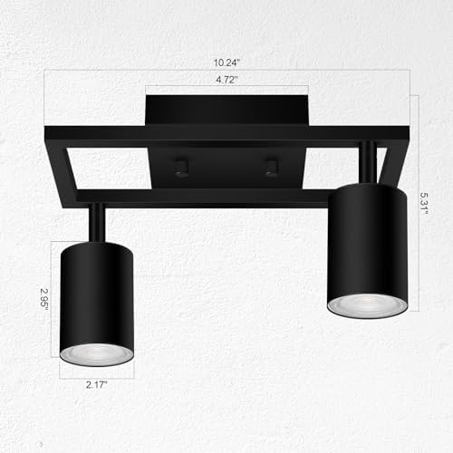 BoostArea 2-Light Track Lighting Fixtures Matte Black Complete Kit