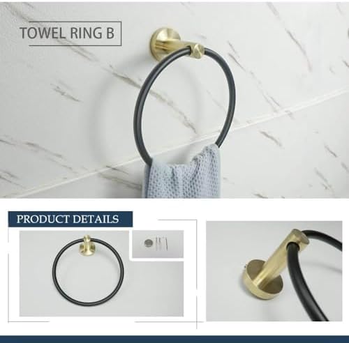 WANGKENSU Luxury Gold Black Towel Ring Bar Storage Rack