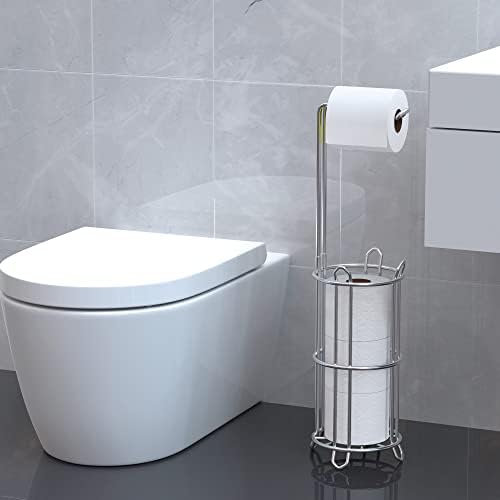 Meangood Toilet Paper Holder Stand with Silver Mega Rolls Dispenser