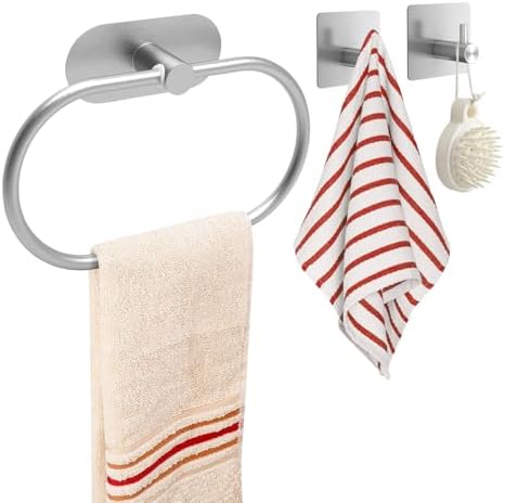 Premium 304 Stainless Steel Towel Ring with Adhesive Easy Installation