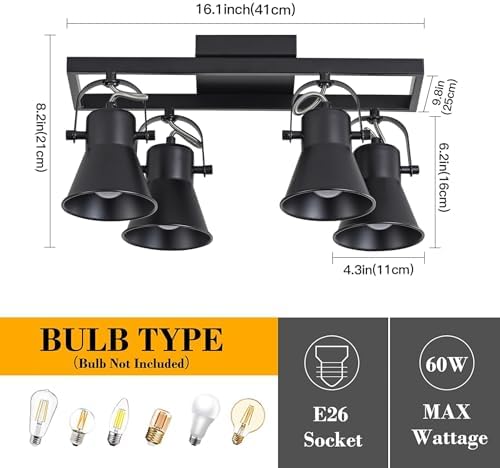 KEESFU Black Track Lighting for Kitchens Living Rooms