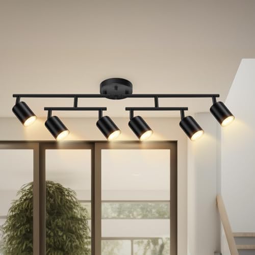 Bricosmocon 6 Light Track Lighting Kit - Matte Black with Rotatable Arms