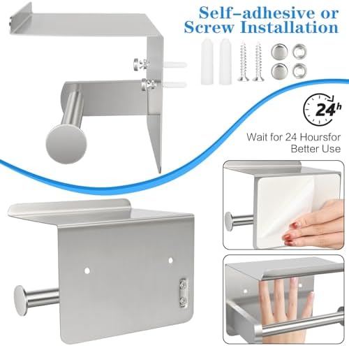 MDVORA Wall-Mounted Toilet Paper Holder with Shelf Brushed Nickel