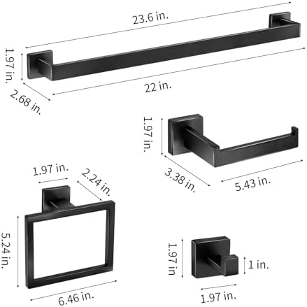 Seeawea10-Piece Matte Black Towel Bar Set