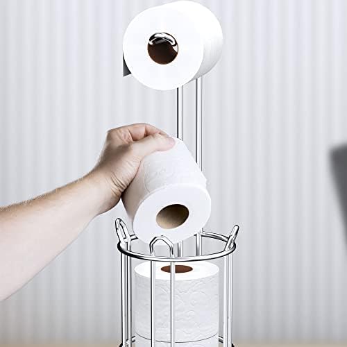 Meangood Toilet Paper Holder Stand with Silver Mega Rolls Dispenser