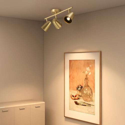 Modern 3000K 3-Light LED Track Lighting with Rotating Heads and Gold Finish