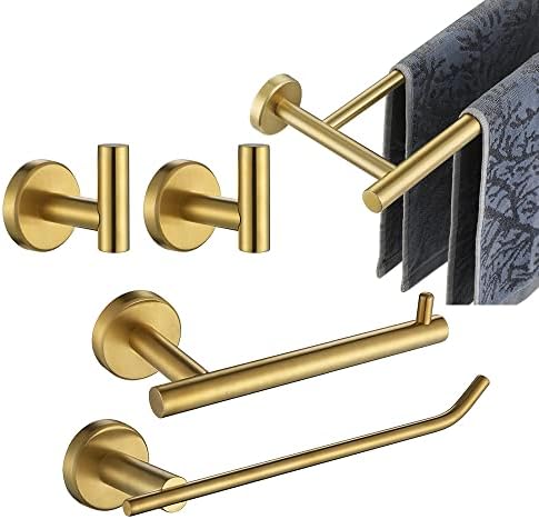 JQK 5-Piece Bathroom Hardware Set Brass Gold