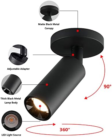 KCO Lighting Adjustable Tilt Track Light Heads Matte Black Ceiling Mount Spotlight