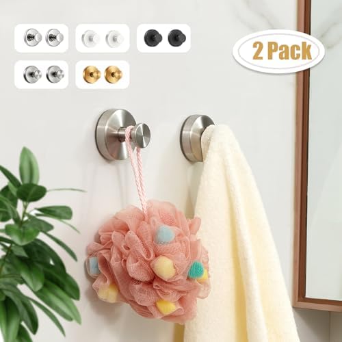 2-Piece Gold Suction Cup Holders for Bathroom Towels Robes