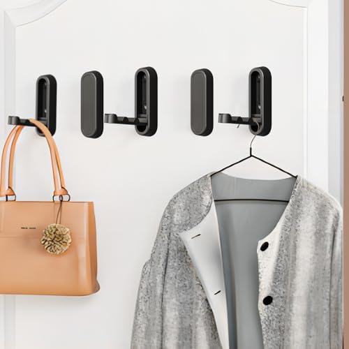 Matte Black Foldable Towel Hooks for Bathroom 2 Pack