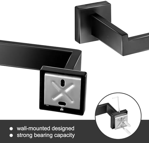 Seeawea10-Piece Matte Black Towel Bar Set