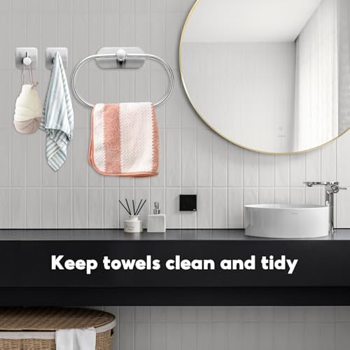 Premium 304 Stainless Steel Towel Ring with Adhesive Easy Installation