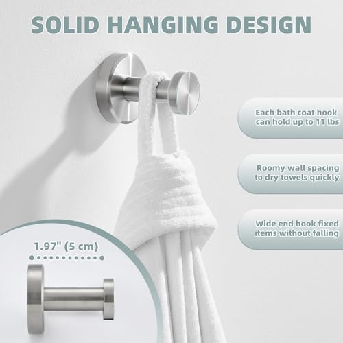 APLusee 304 Stainless Steel Towel Hook Bracket for Bathroom