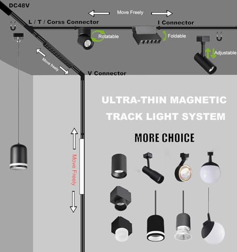 Magnetic LED Ceiling Light Kit 48V Track Depth 30mm Black 4000K