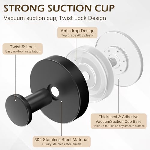 Heavy-Duty Suction Cup Hooks Reusable No Drilling Elevate Bathroom Storage