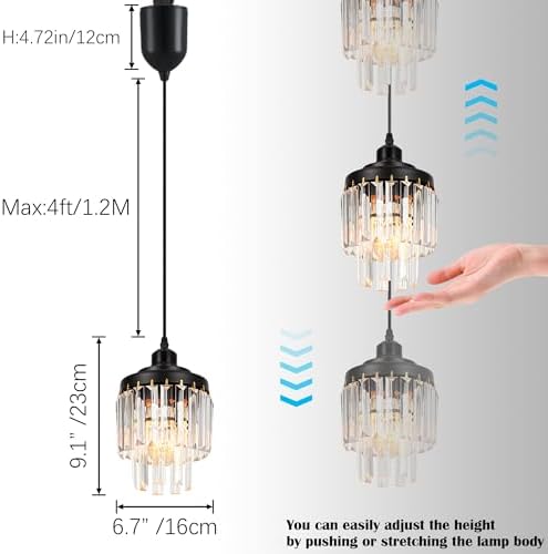Adjustable Crystal Pendant with Remote Dimmer