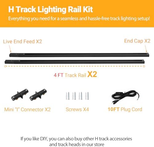 VANOOPEE H Track Lighting Rails Kit Durable Easy to Install