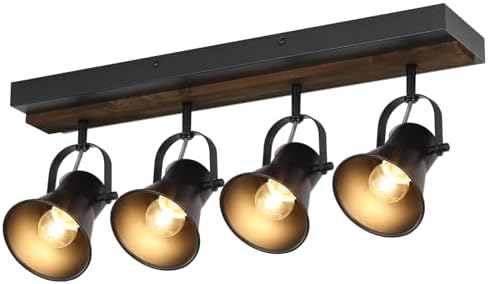 SEEBLEN 4-Light Ceiling Wall Mount Track Light - Industrial Black Farmhouse Spotlight