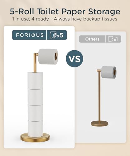 FORIOUS Modern Freestanding Tissue Roll Holder for Your Bathroom