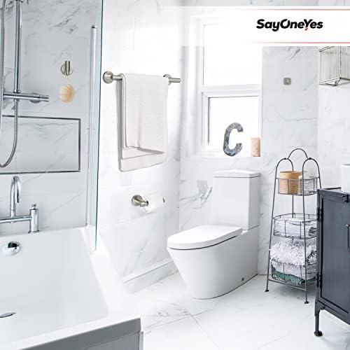 5-Piece Brushed Nickel Bathroom Hardware Set - Wall-Mounted Towel Bar Holder