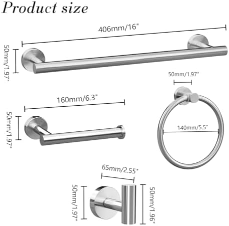 Bathroom Hardware Towel Bar Set Brushed Nickel 5-Piece Set Hand toxin-free