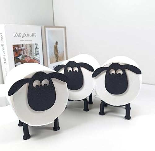 adorable sheep-shaped toilet paper holder set