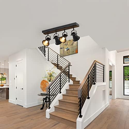 SEEBLEN 4-Light Ceiling Wall Mount Track Light - Industrial Black Farmhouse Spotlight