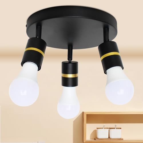 Track Lighting Kit - 360 Degree Rotatable Ceiling Lighting with Black Design E26 compatible