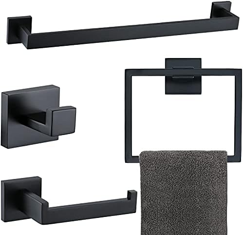 Matte Black 4-Piece Bathroom Towel Holder Kit