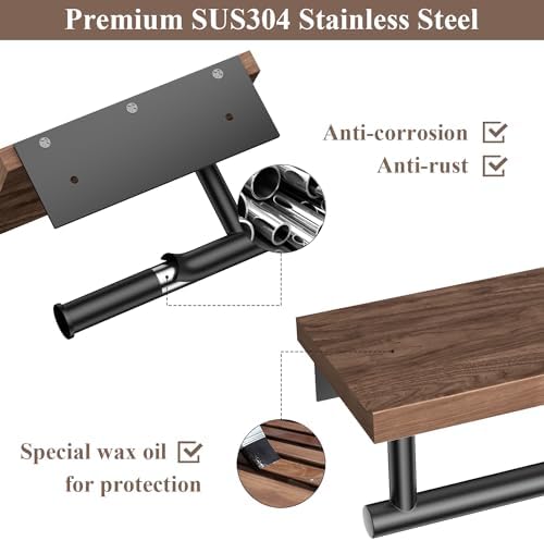 Sturdy Elegant Toilet Paper Holder with Wooden Shelf for Bathroom