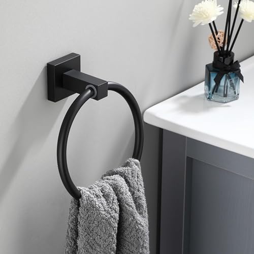 Matte Black Towel Ring Modern Hand Towel Holder SUS304 Stainless Steel