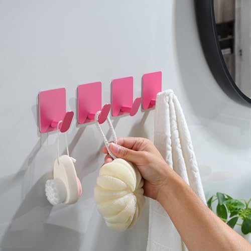 BLTekids 4-Pack Cute Wall Hooks Stainless Steel Adhesive for Kids Space
