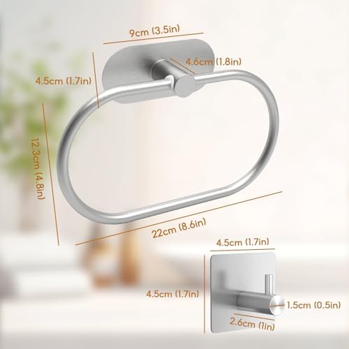 Premium 304 Stainless Steel Towel Ring with Adhesive Easy Installation
