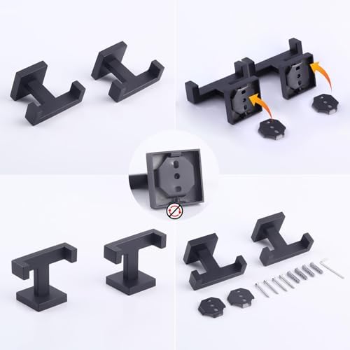 GERZWY Matte Black Bathroom Towel Hook 2-Piece Set