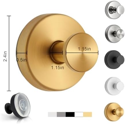 2-Piece Gold Suction Cup Holders for Bathroom Towels Robes